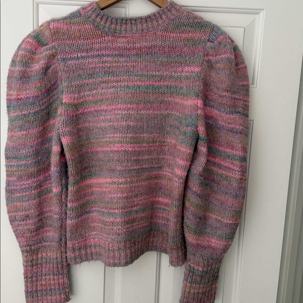 Love Shack Fancy Women’s multicolor Pink Puff Sleeve Sweater - Picture 7 of 8